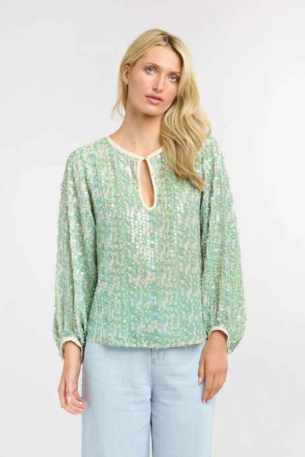 Swan Lake Top - Green/Blue Sequin