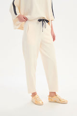 Barrel Leg Lounge Pant - Cream/Navy Stripe