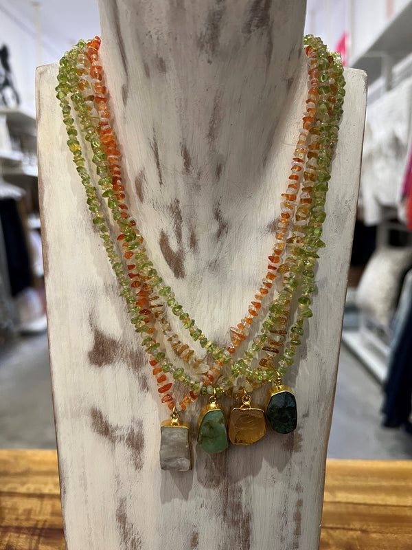 Luxe Uncut Stone Necklace - Various Colours