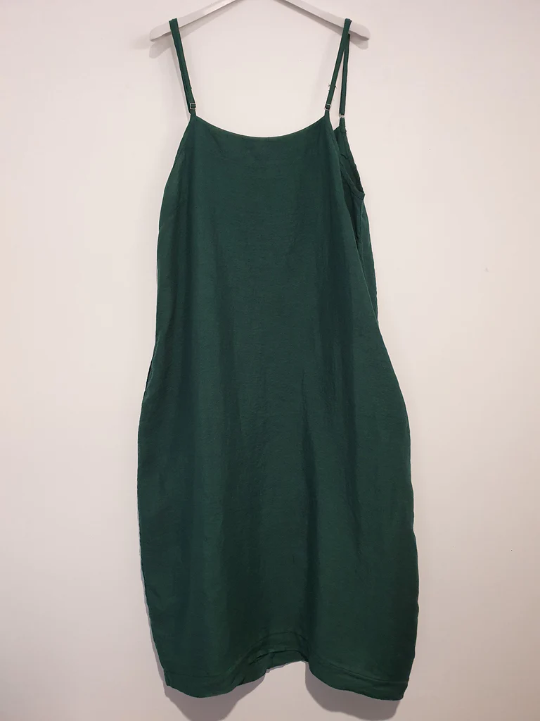 Linen Summer Slip Tulip Dress - Teal