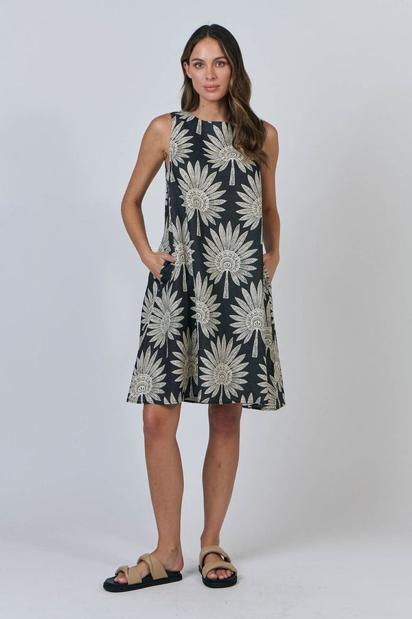 Sleeveless Linen Dress - Date Palm