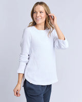 Veronica Rib L/S Tee - White