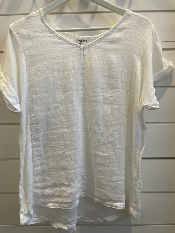 Plain Italian Linen T Shirt - White- OS