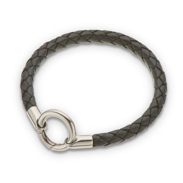 Black Round Thick Plaited Bracelet 20.5cm