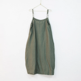 Linen Summer Slip Tulip Dress - Khaki