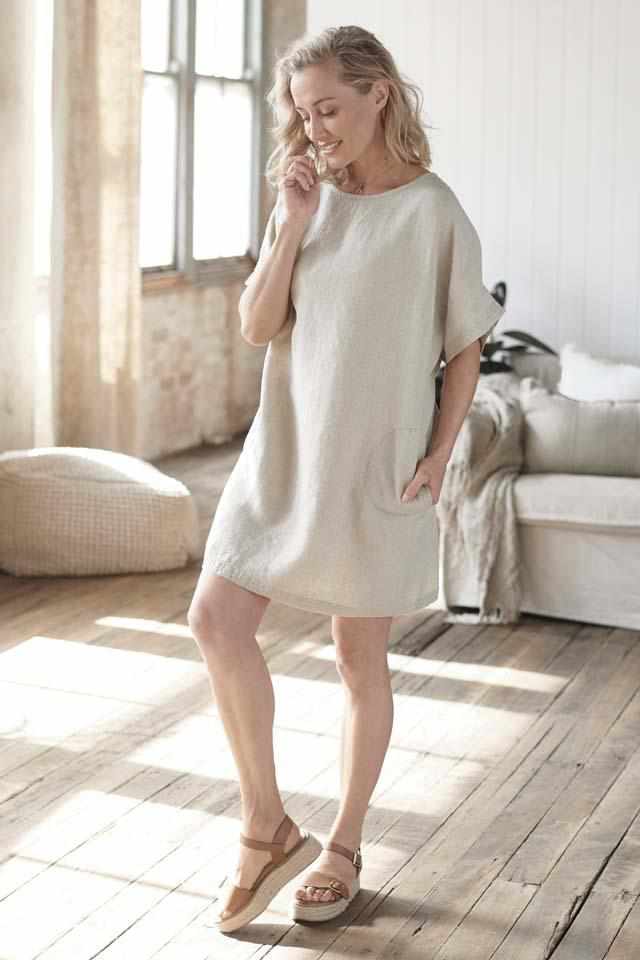 Pocket Linen Dress - Natural - OSFA