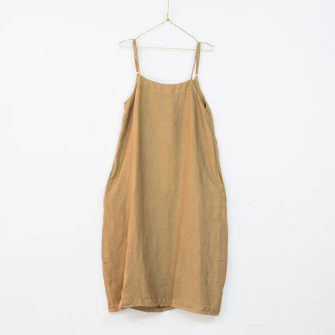 Linen Summer Slip Tulip Dress - Cammello